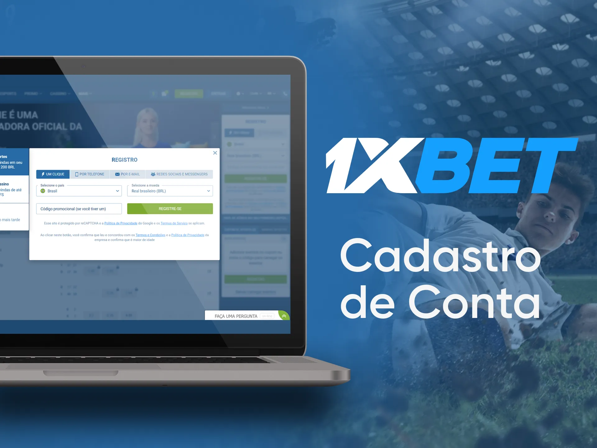 Instruções passo a passo para o registro de uma conta com 1xBet.