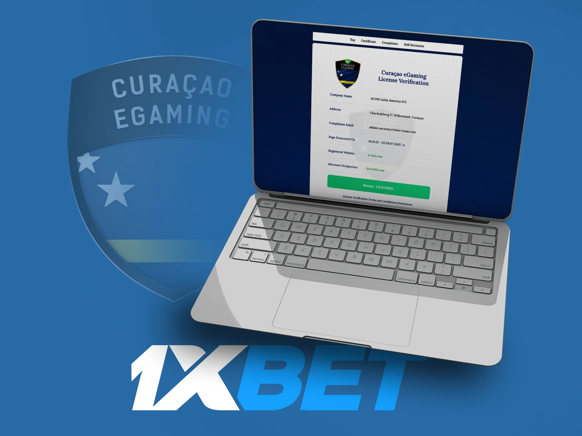 1xBet é legal e funciona sob a licença de Curaçao.