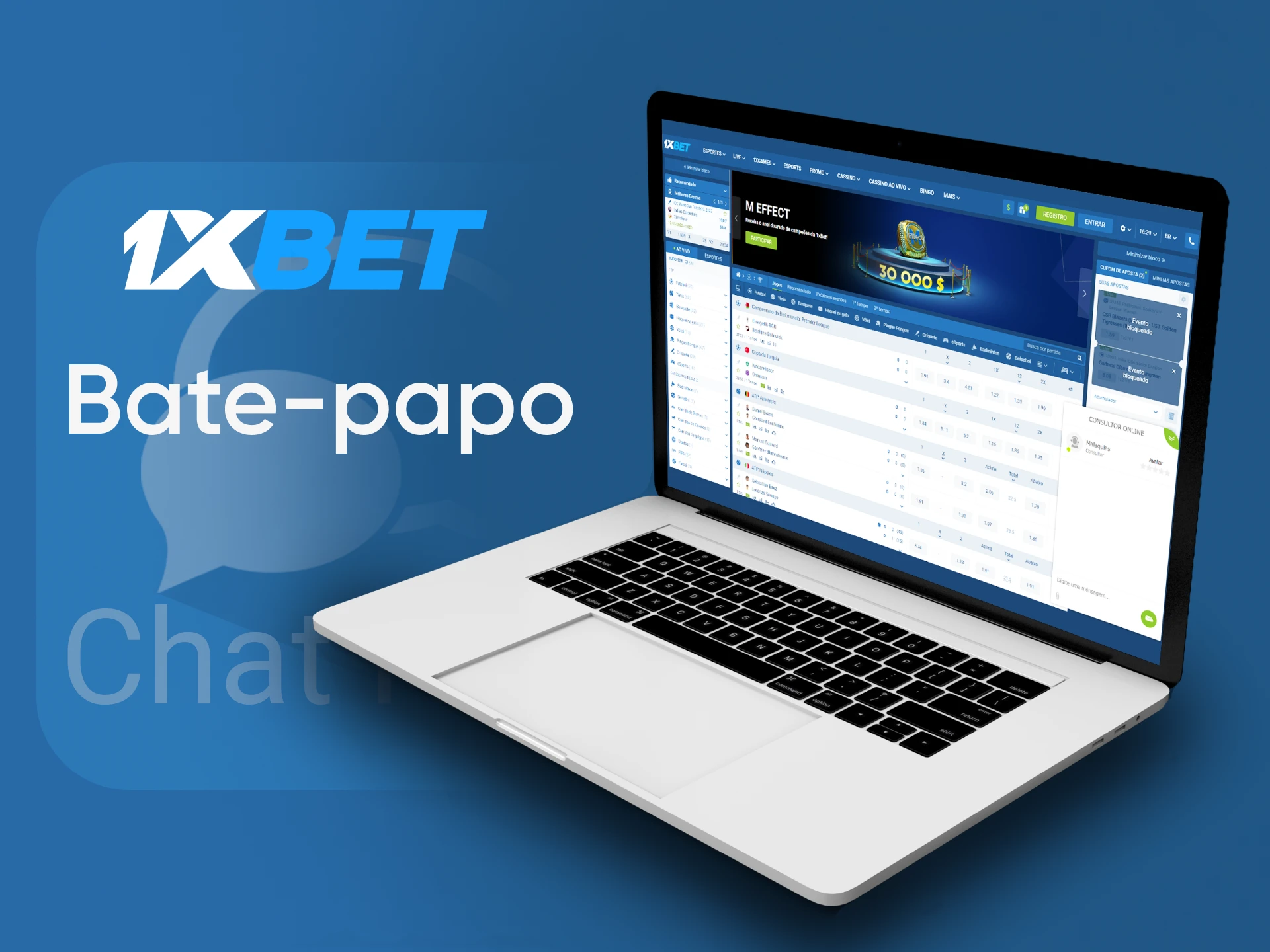 Entre em contato com a equipe 1xBet via bate-papo ao vivo.