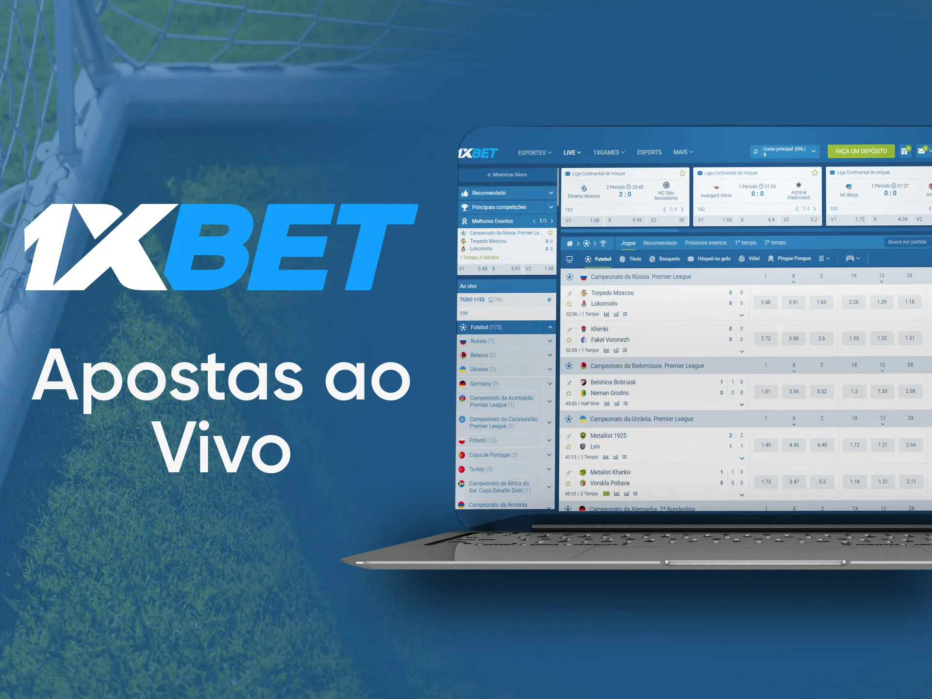 No site oficial da 1xBet, você pode apostar ao vivo no esporte.