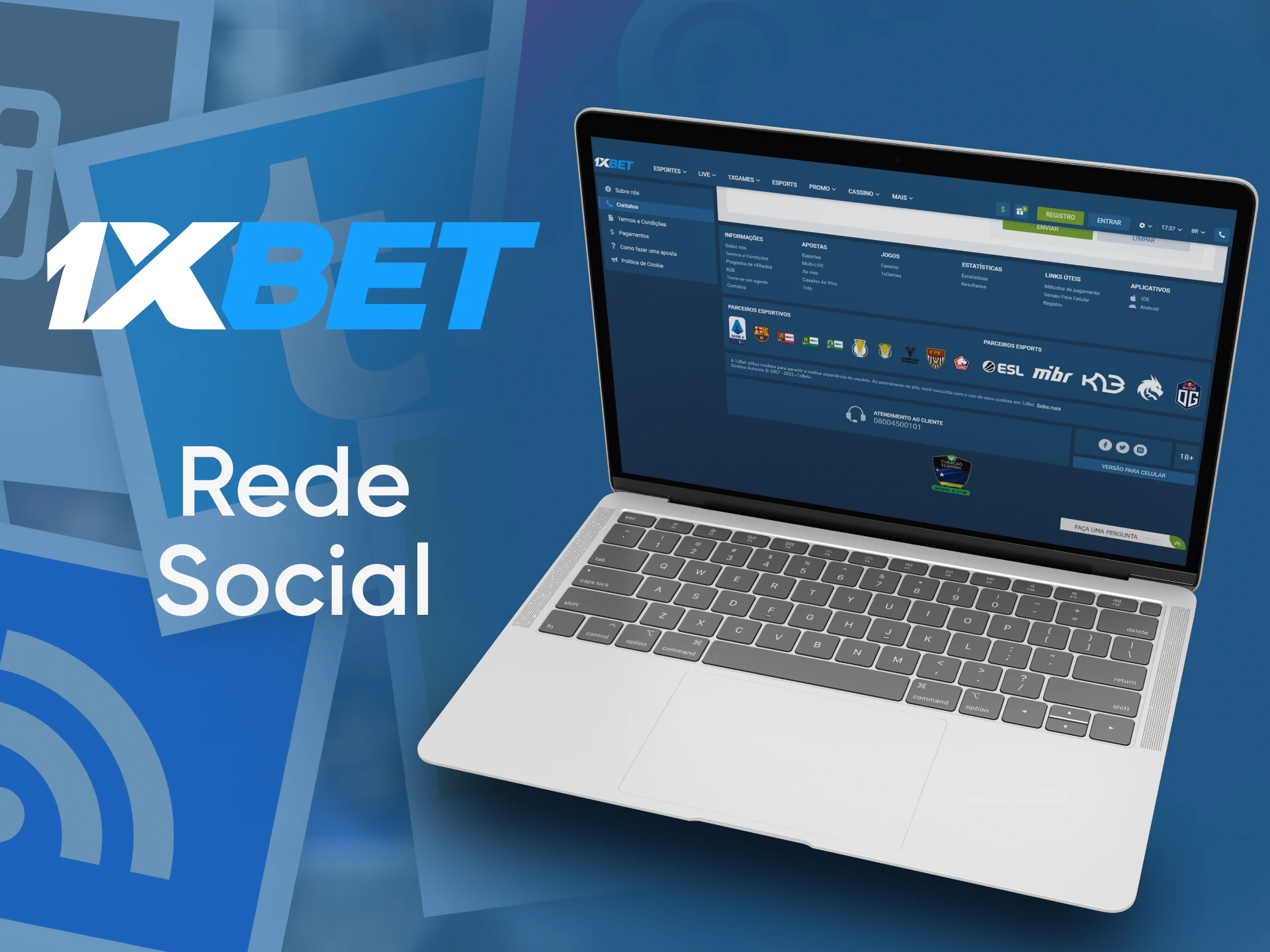 Contate o suporte 1xBet através das mídias sociais.