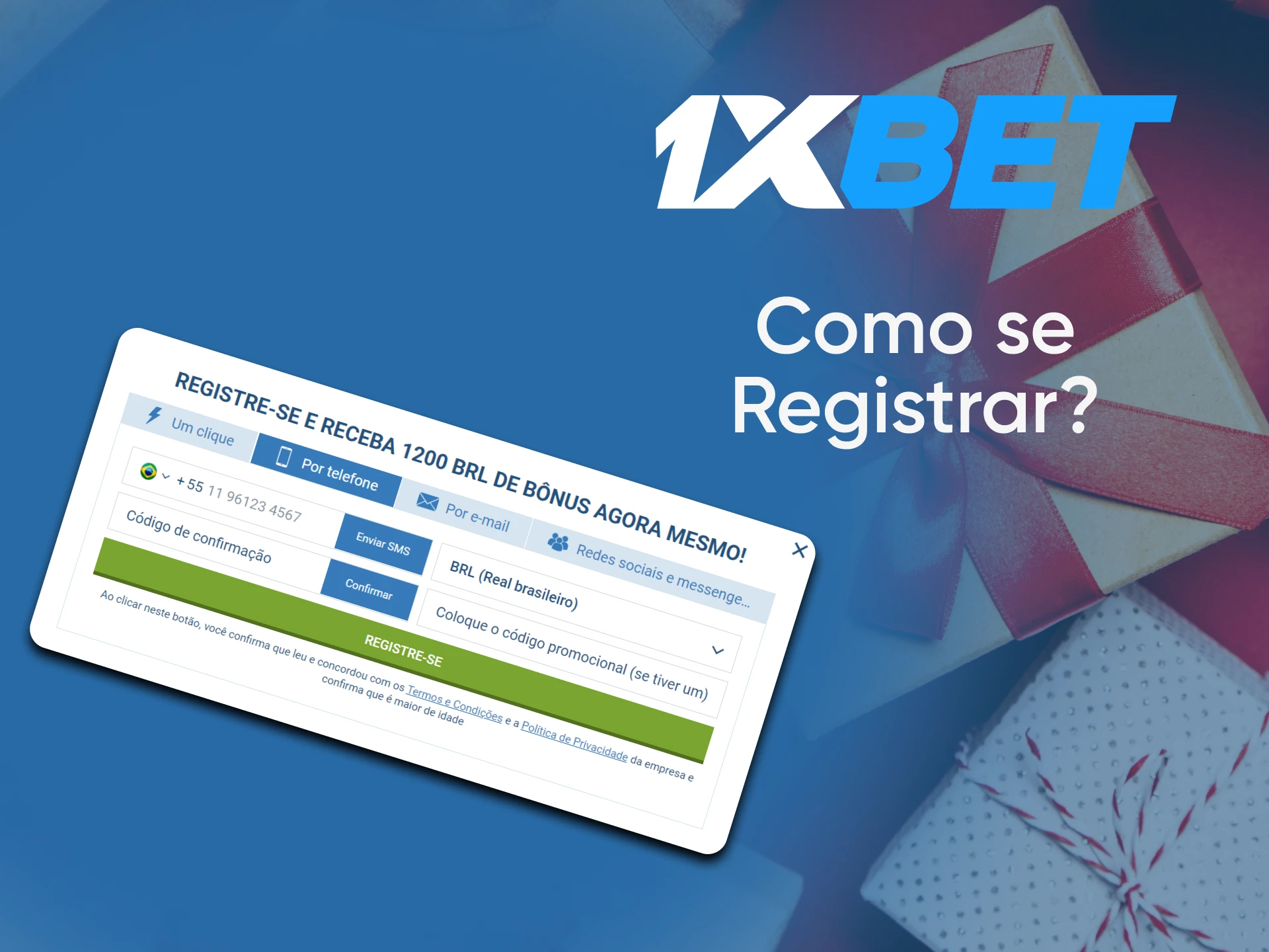 Crie uma conta no site da 1xBet para se tornar um afiliado.