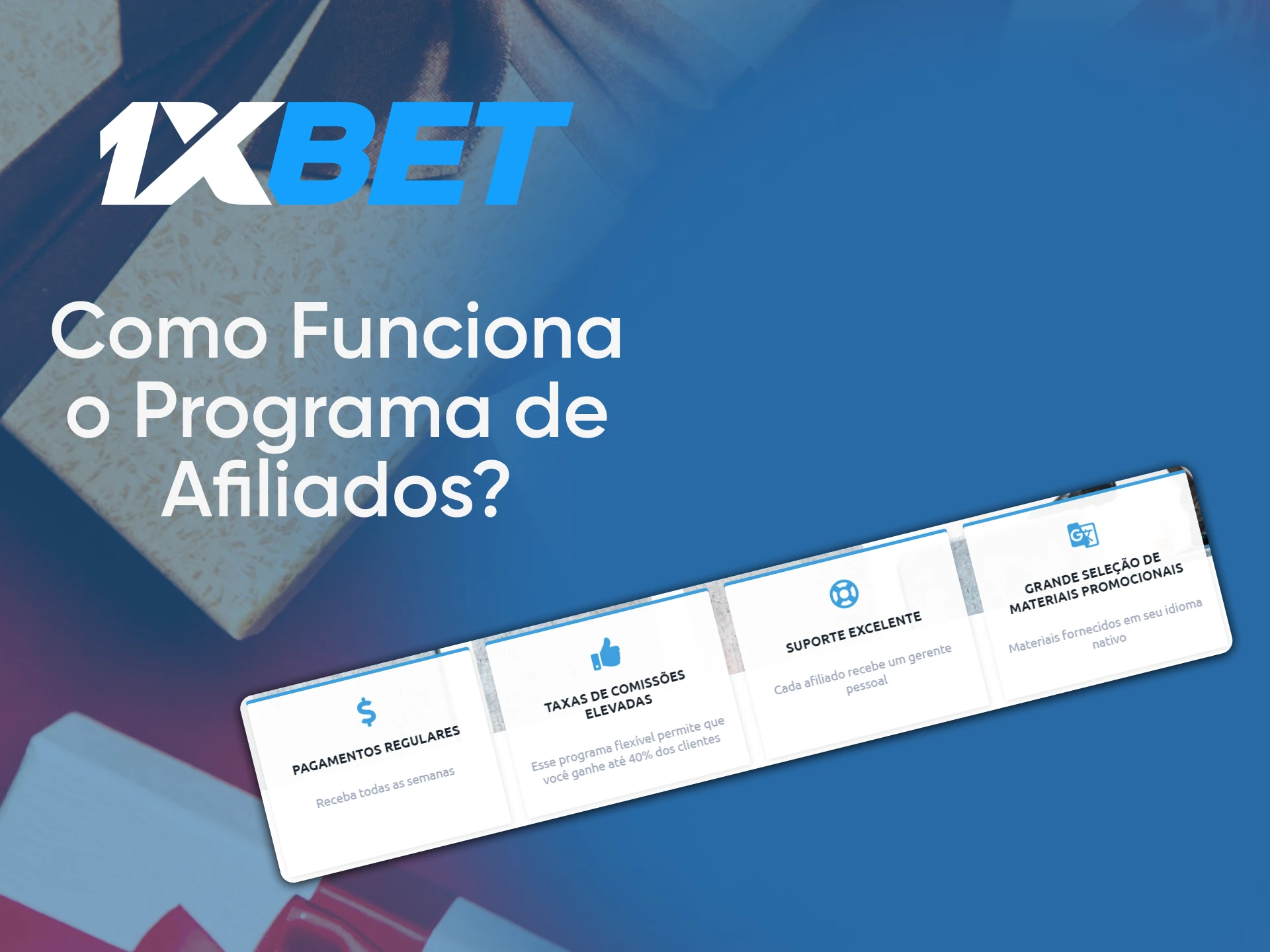 Participando do programa de afiliados 1xBet, você pode obter uma porcentagem do lucro dos usuários que você convidou.