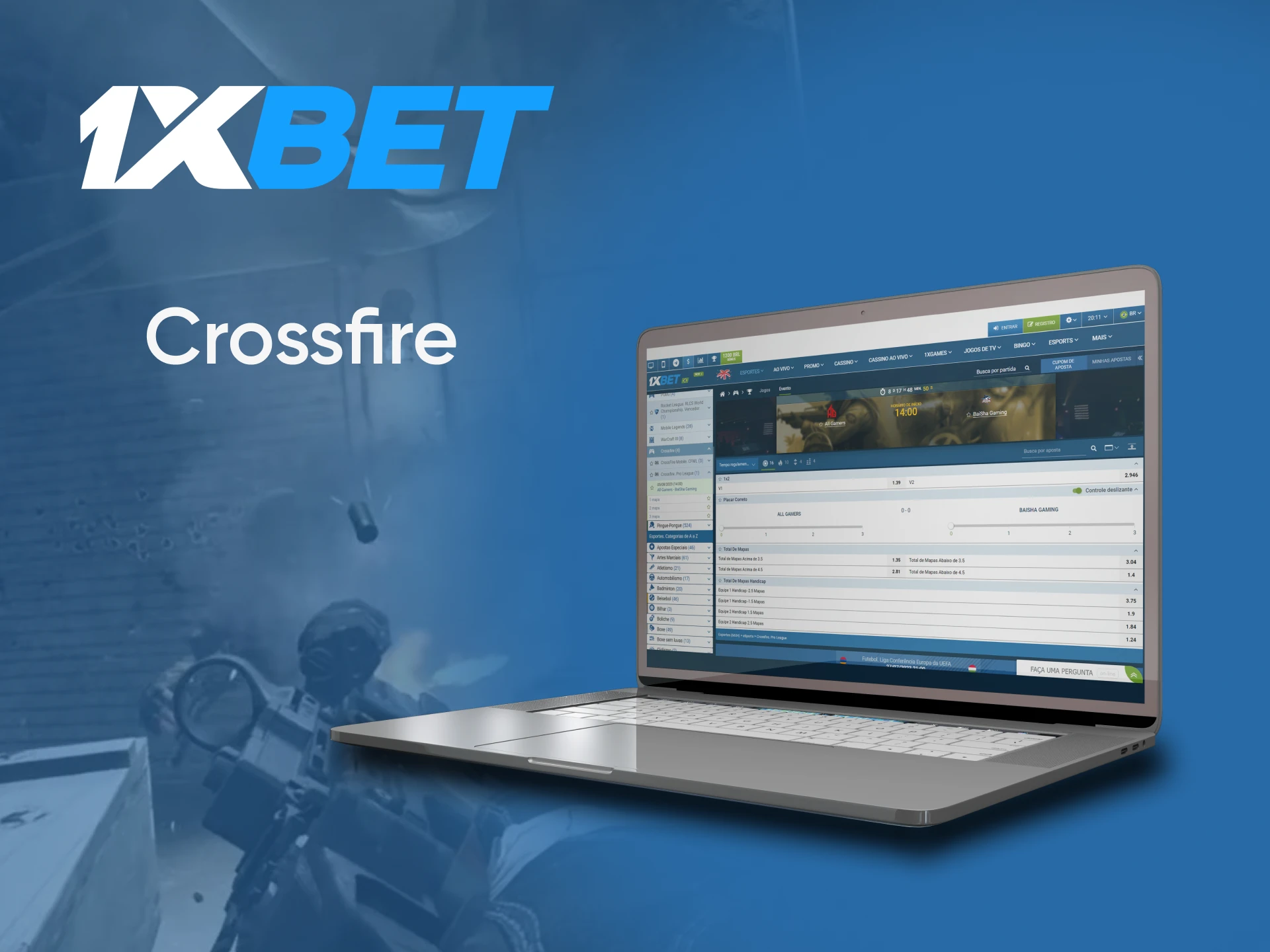 Para apostas em eSports da 1xbet, escolha CrossFire.