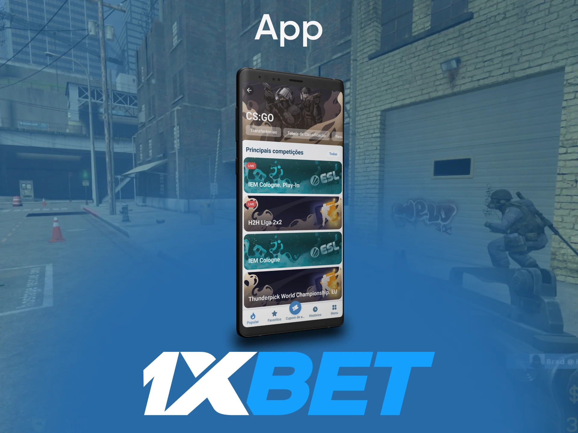 Faça apostas através do aplicativo 1xbet em eventos CS:GO.