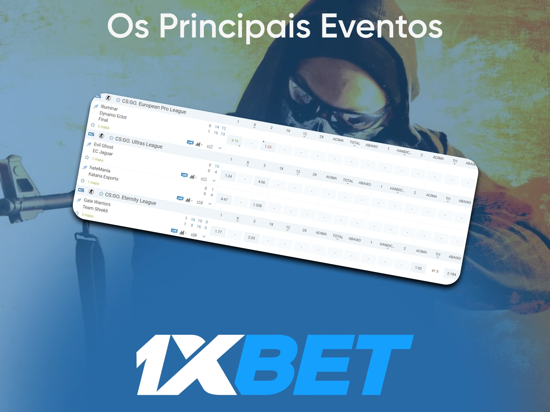 1xbet transmite muitos eventos para o jogo CS:GO.