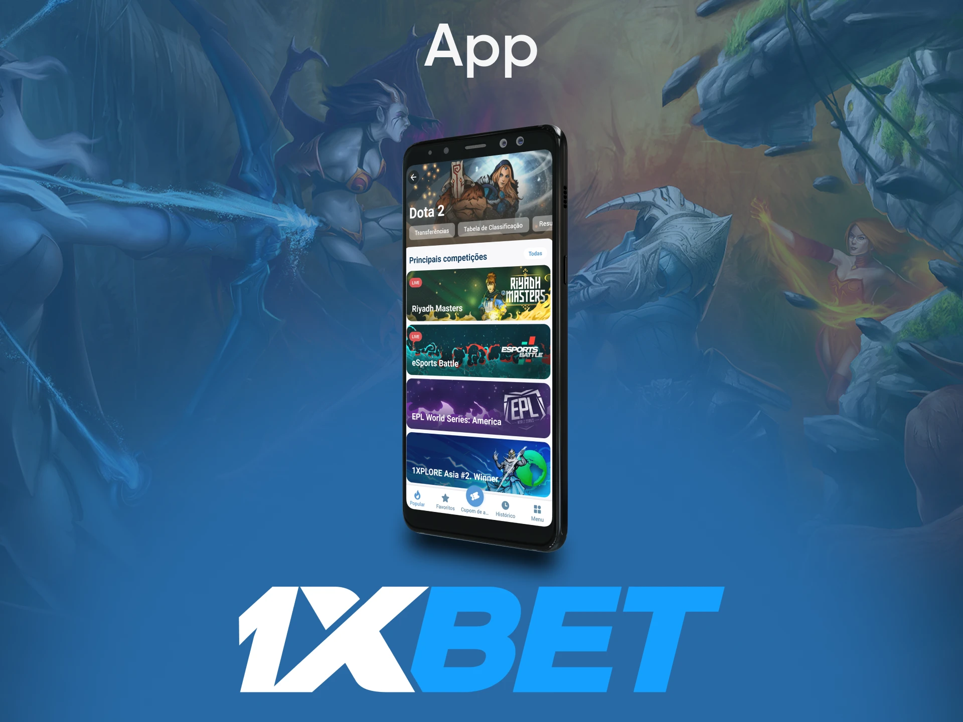 Aposte no Dota 2 através do aplicativo 1xbet.