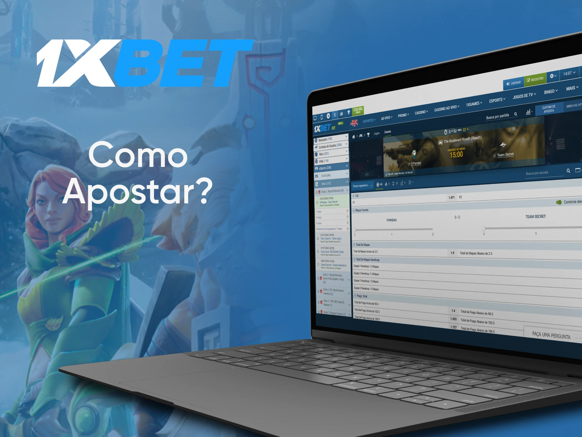Escolha o evento em que deseja apostar no Dota 2 da 1xbet.
