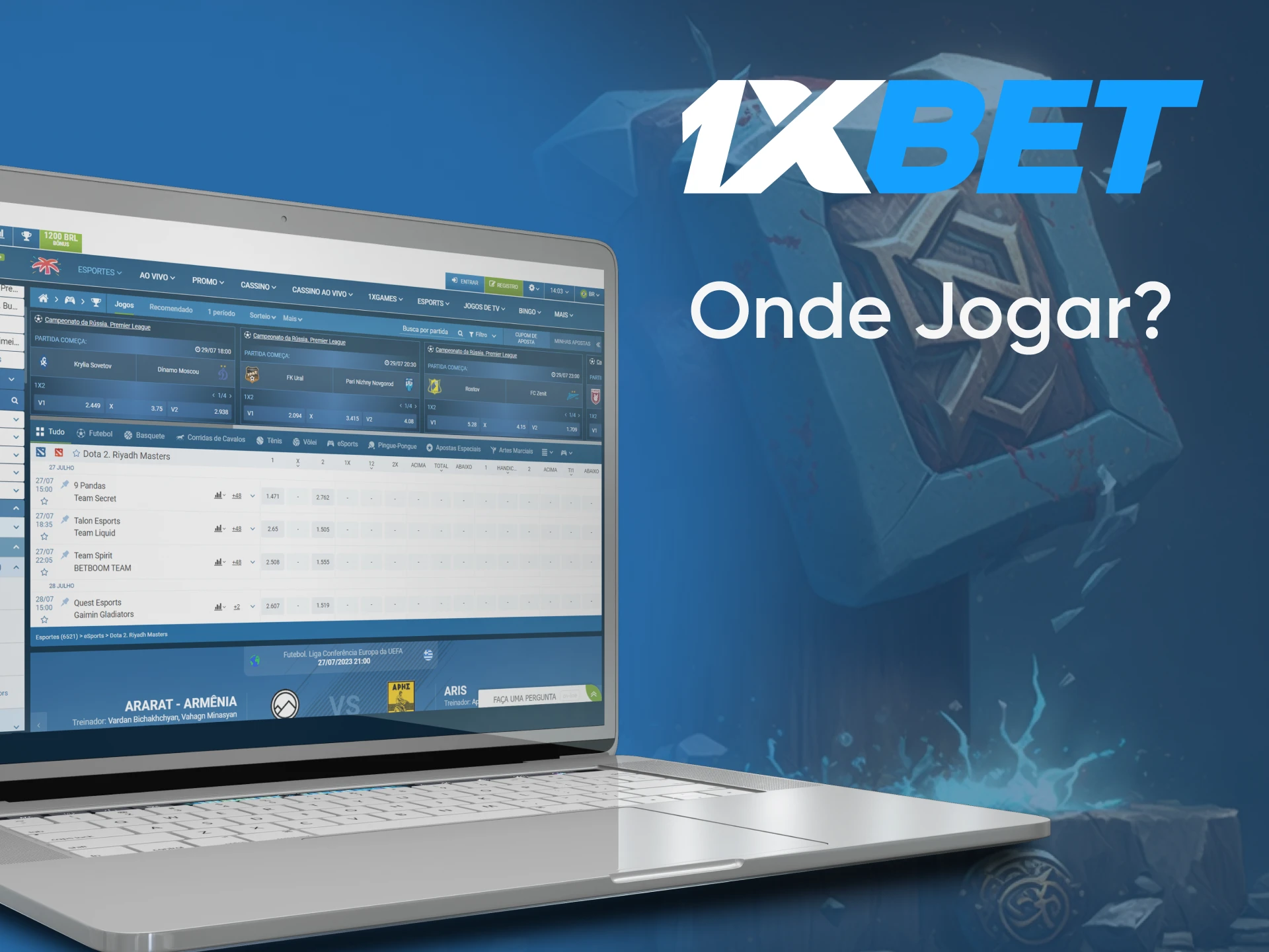 Vá para a seção de esports do site de apostas 1xbet.