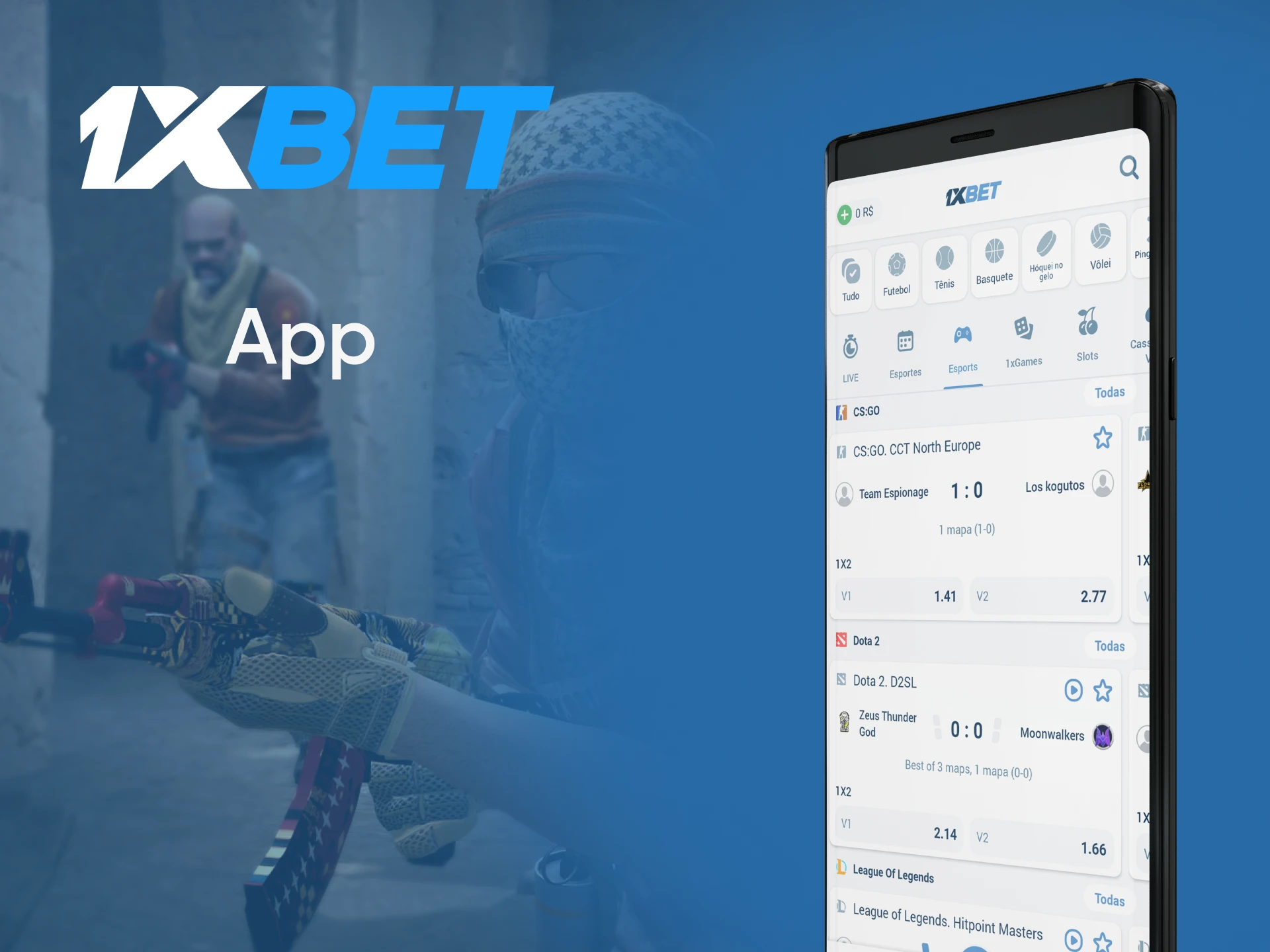 Aposte em esports com o aplicativo 1xbet.