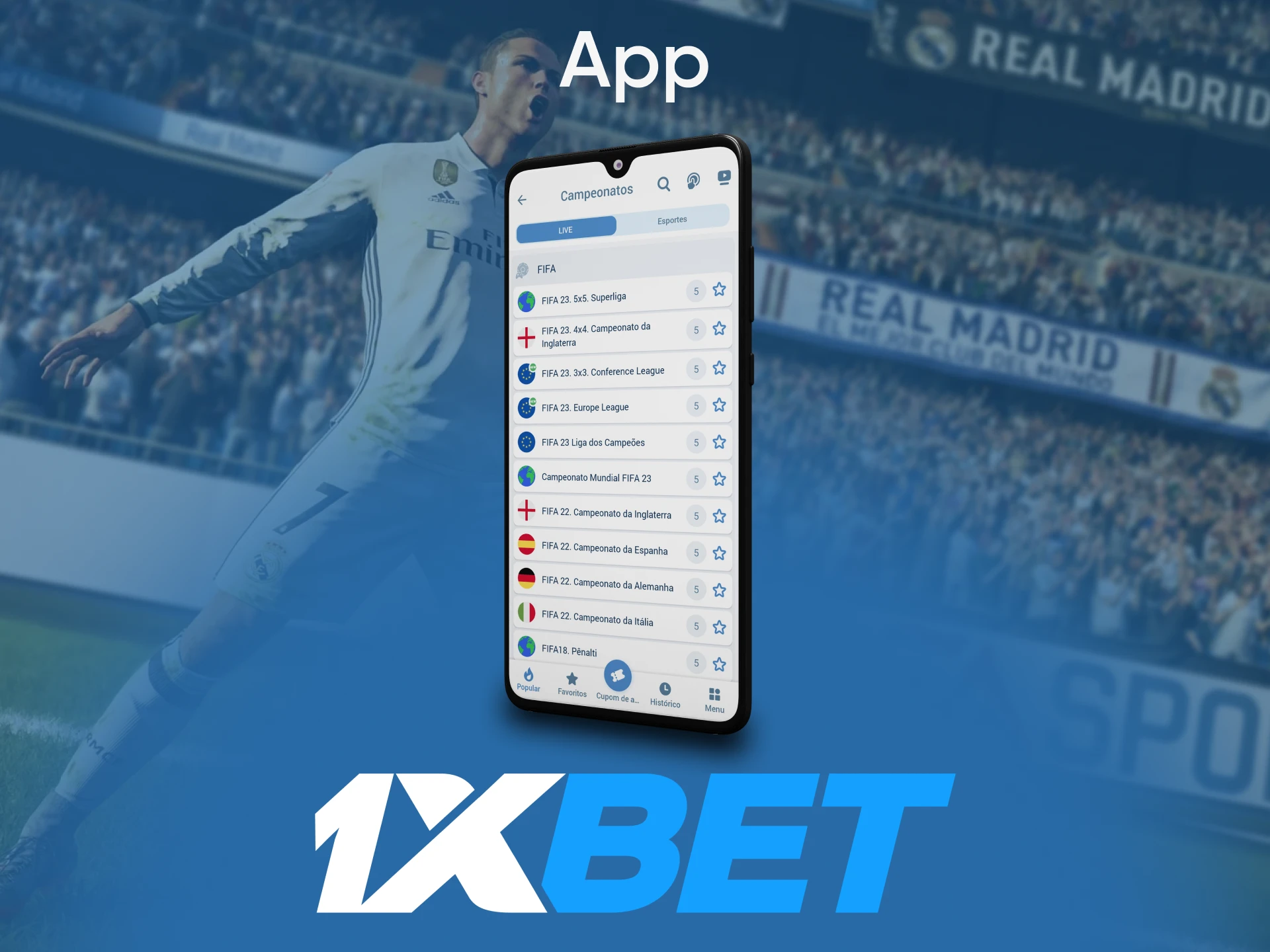 Faça apostas no serviço 1xbet nos eventos do jogo FIFA a partir do seu telefone.