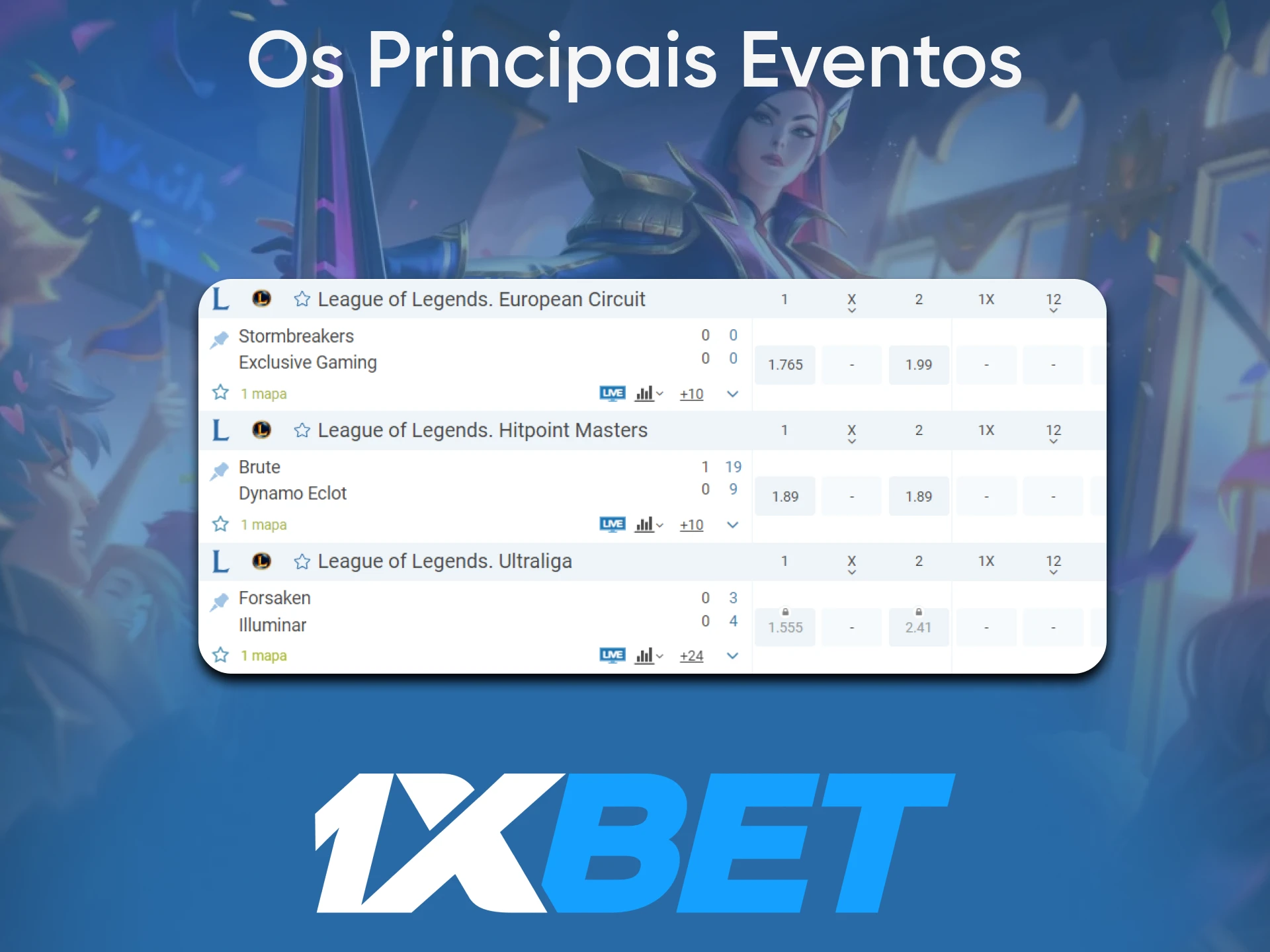 Vamos falar sobre eventos importantes no jogo LOL na 1xbet.
