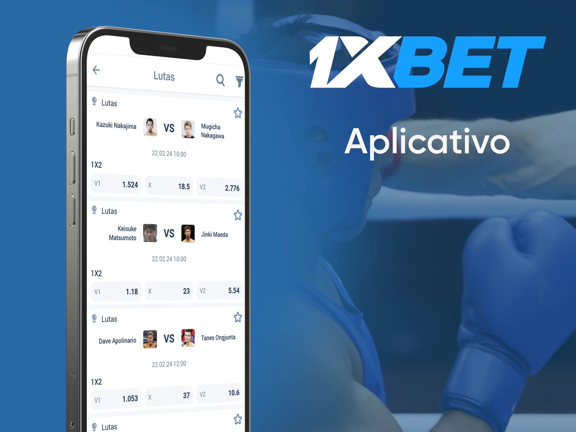 Você pode fazer apostas no boxe usando o aplicativo 1xbet.