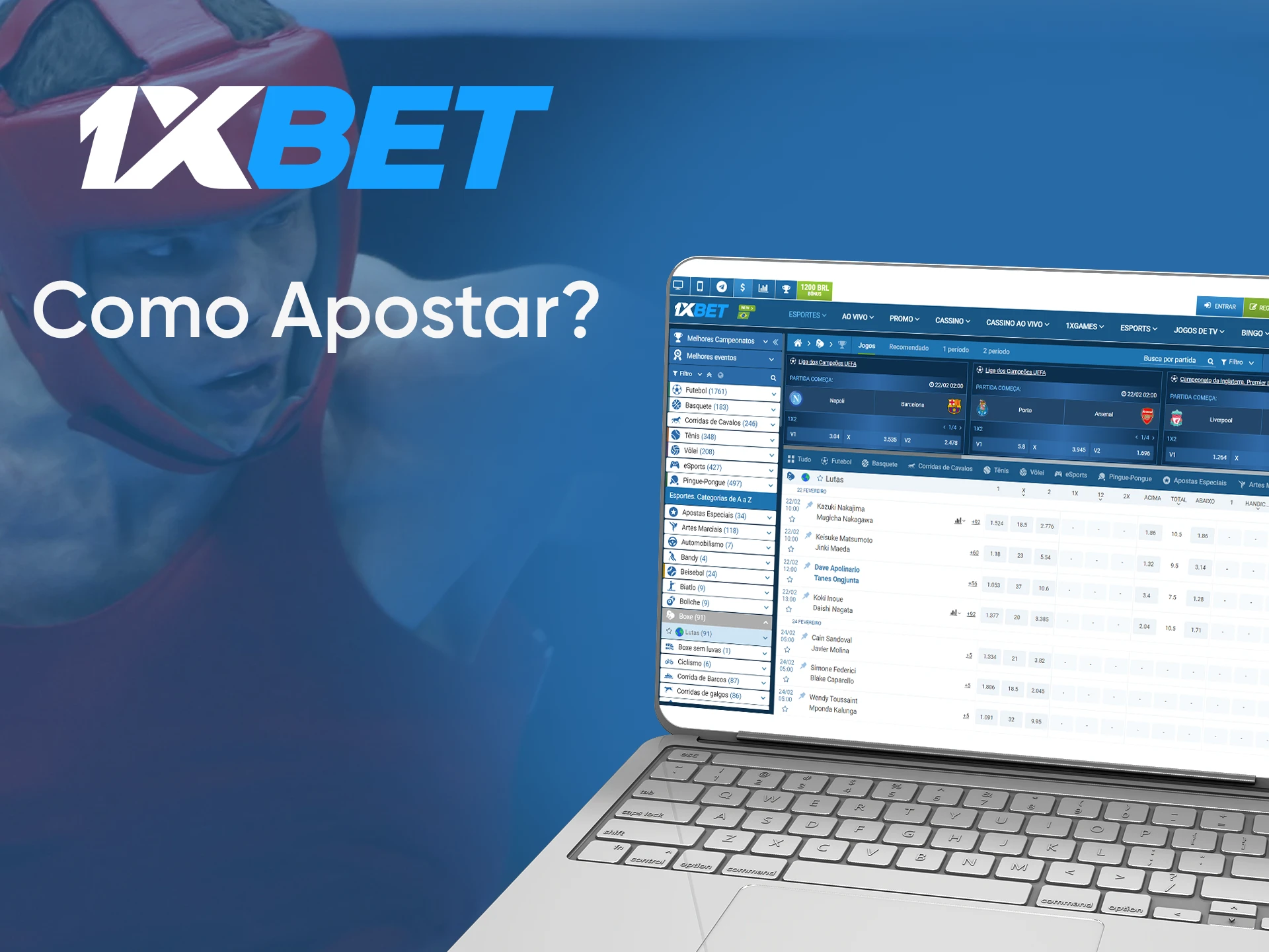 Selecione boxe na seção de esportes da 1xbet.