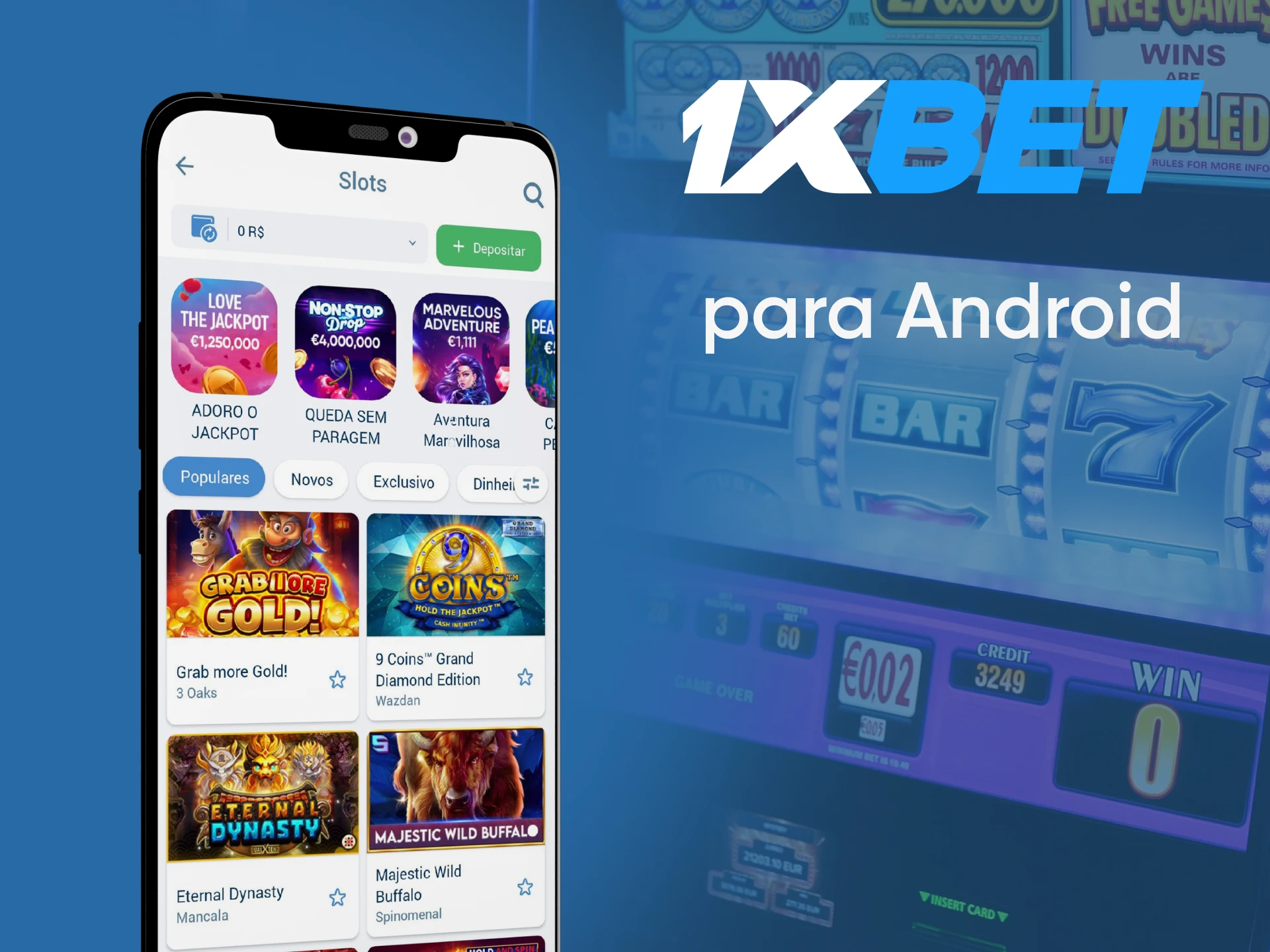 Em dispositivos Android você pode jogar caça-níqueis usando o aplicativo 1xbet.
