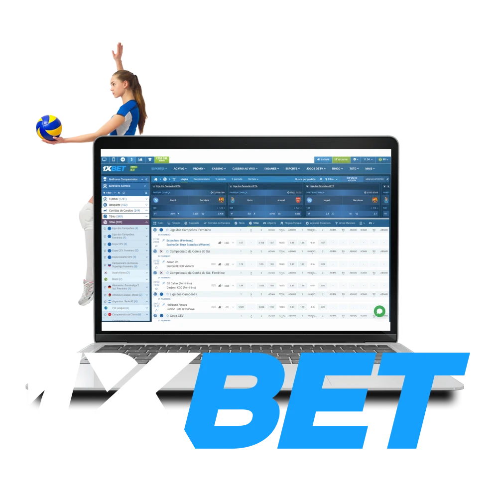 Faça apostas no voleibol da 1xbet.