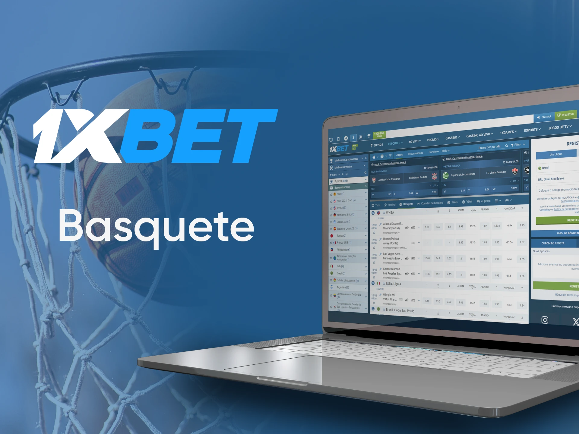 Faça apostas no basquete com 1xbet.