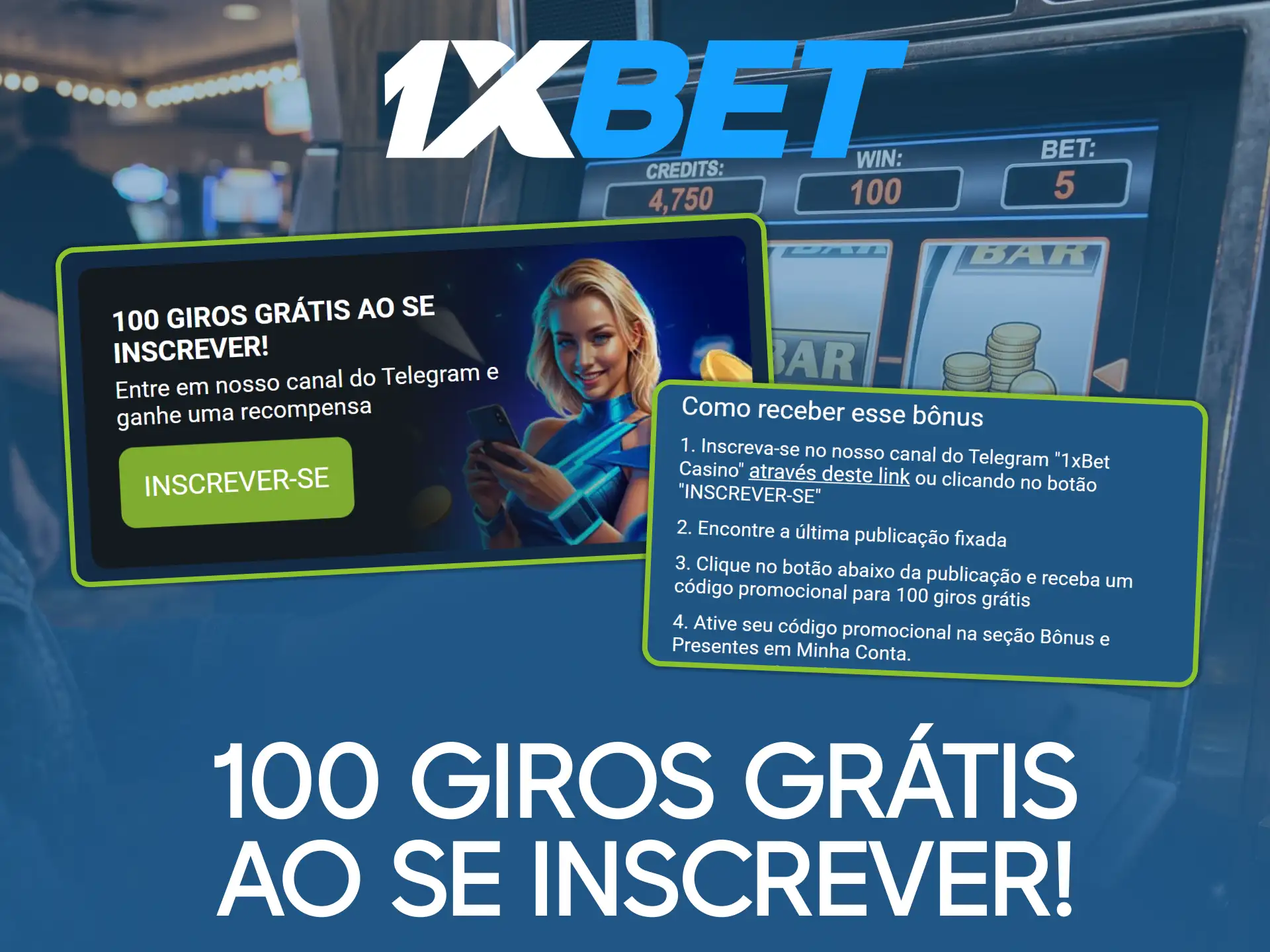 Ganhe 100 giros grátis nos melhores slots ao participar das promoções da 1xBet.