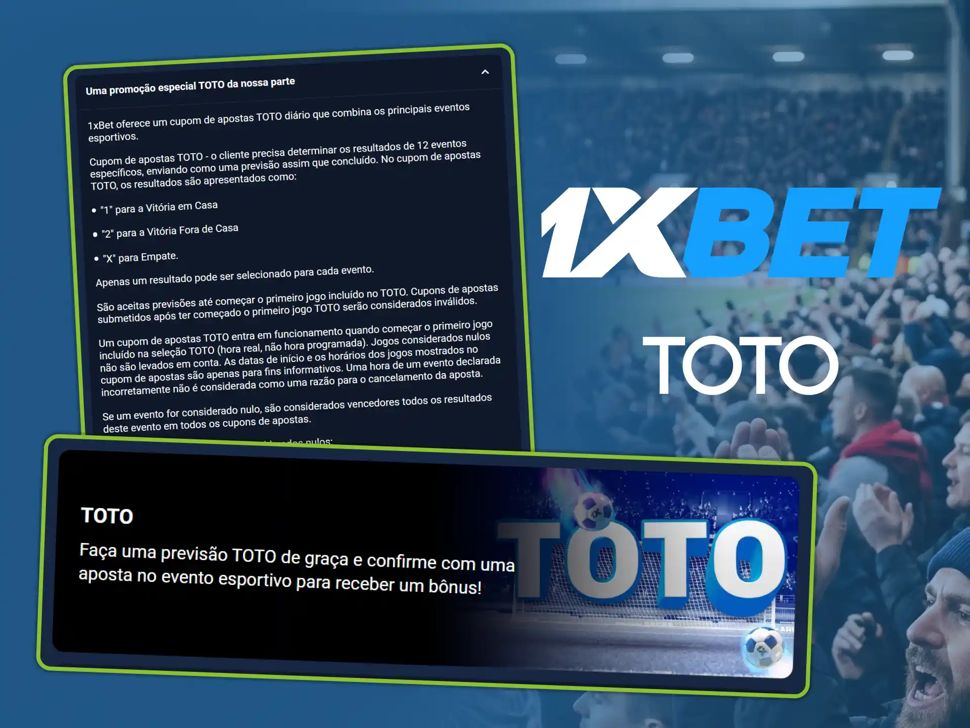 Participe do TOTO 1xBet e ganhe prêmios acertando os resultados dos jogos.